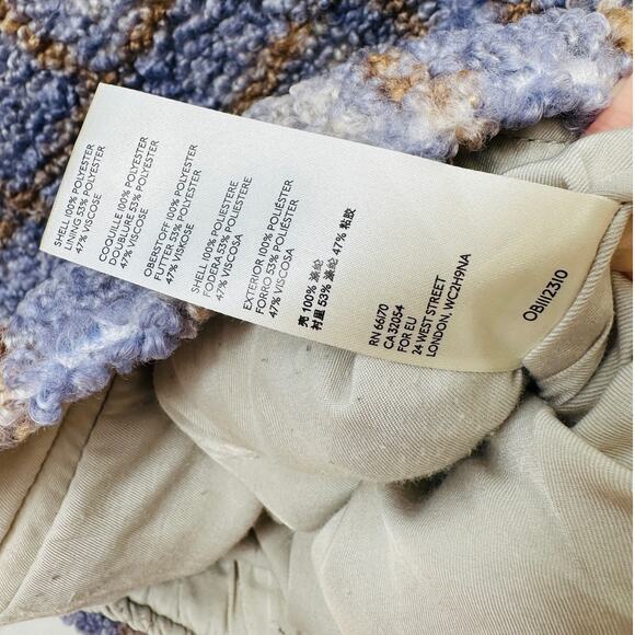 We The Free Fuzzy Loop Stitch Ivory Blue Tan Mock Neck Zip Jacket XS - Picture 12 of 14